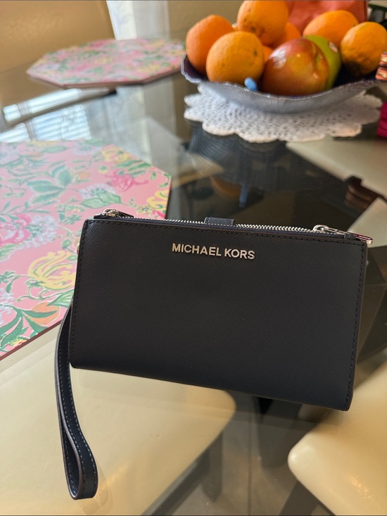 Michael Kors Handbags - Michael Kors Black Saffiano Leather Wristlet with Gold Logo